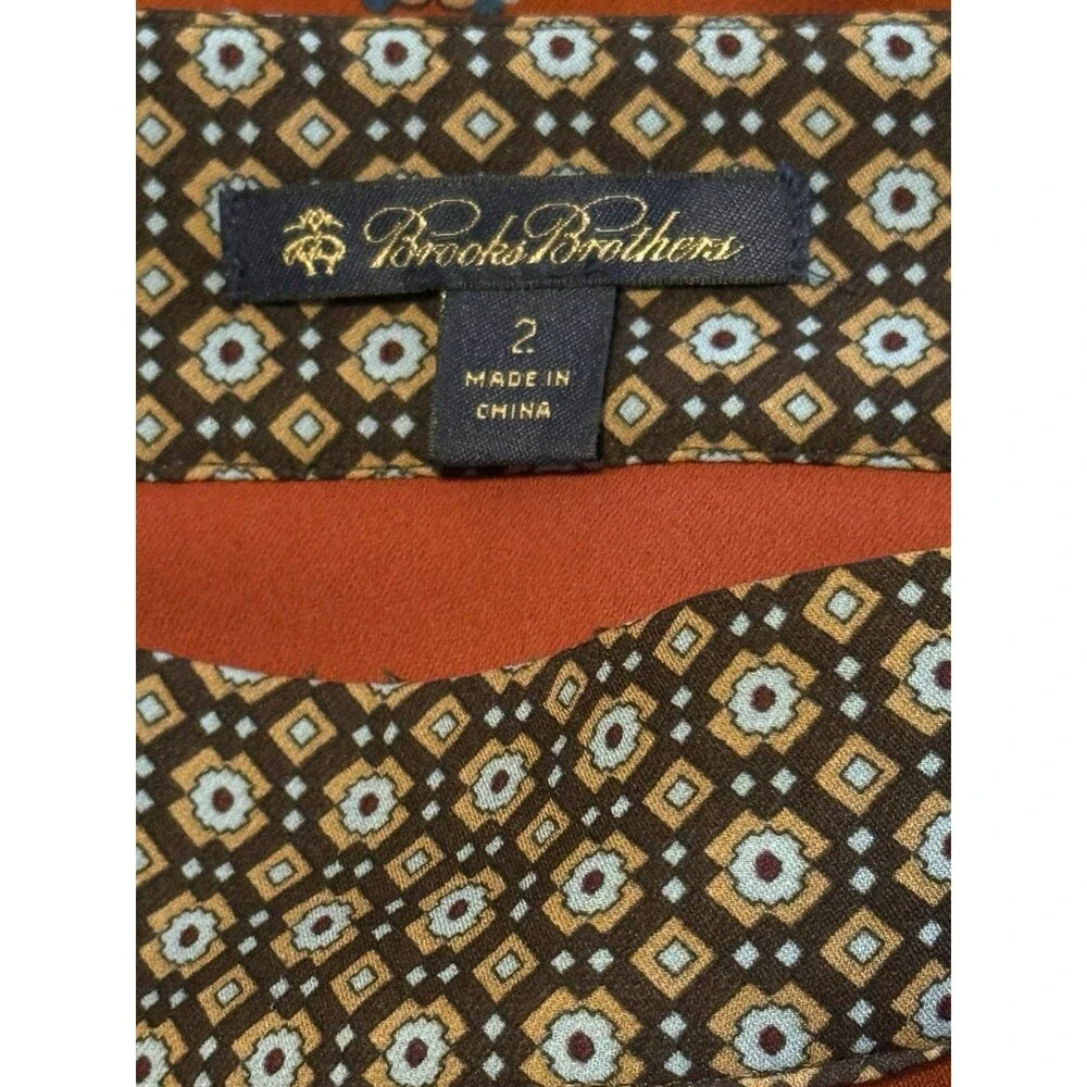 Brooks Brothers 100% Silk Skirt Sz 2 A-Line Pleated Foulard Career